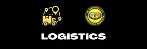 Logo for a logistics company featuring a truck and location pins.